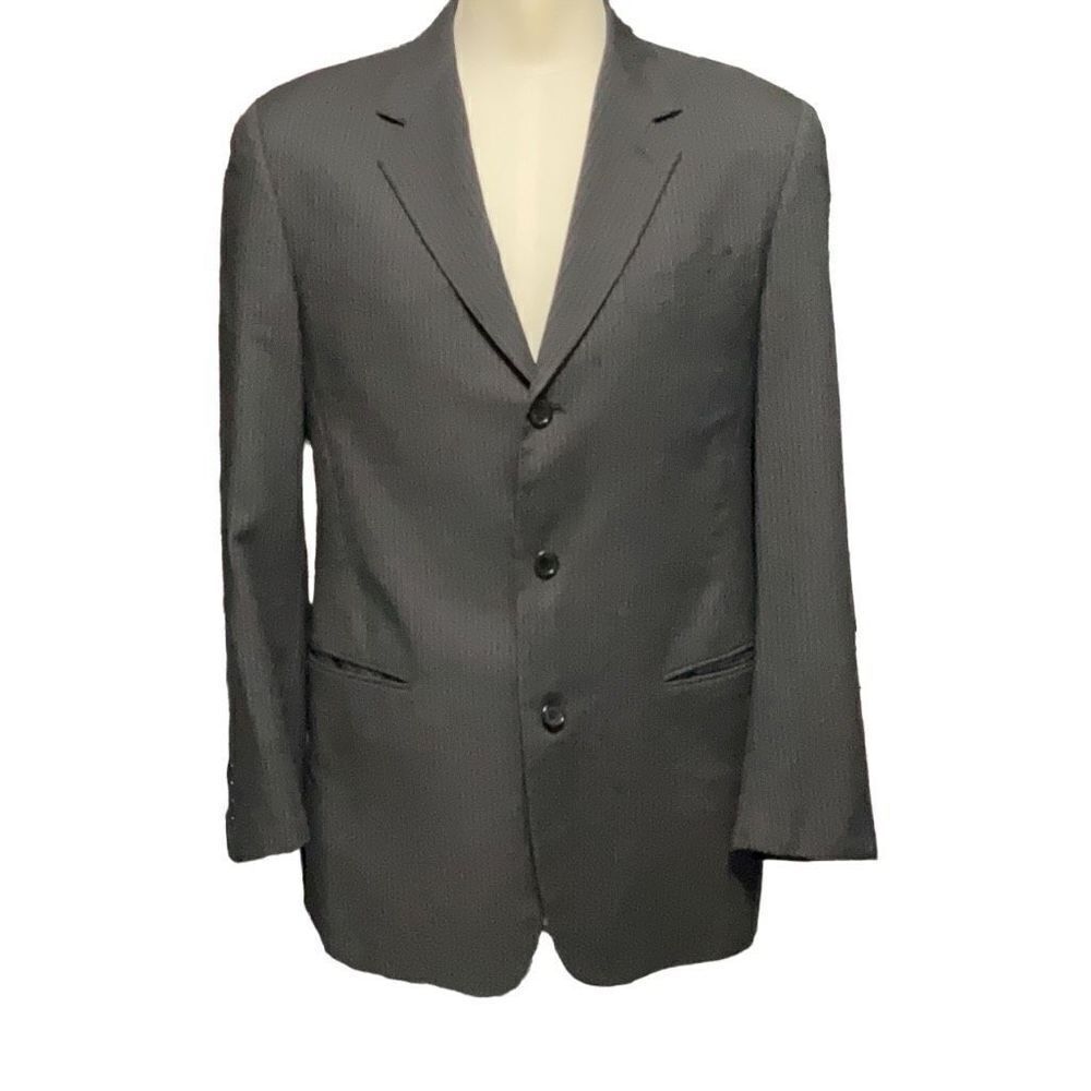 Donna Karan Men’s Charcoal Gray Fine Pinstriped 100% Wool Suit Jacket Size 40